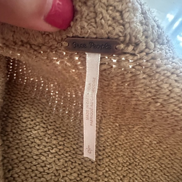 FREE PEOPLE Brookside oversized sweater tunic size large L camel tan - Picture 4 of 10